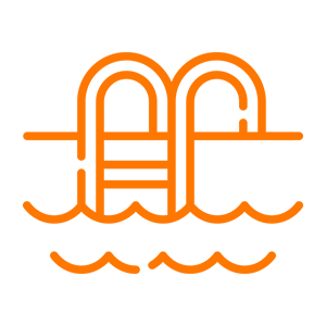 An orange icon of the swimming pool
