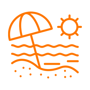 An orange icon of the beach