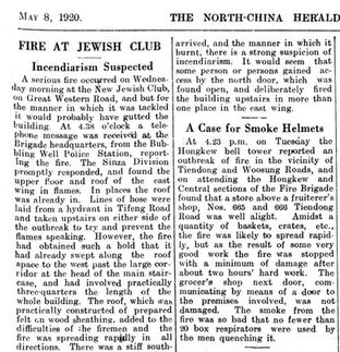 1920 North China Herald Fire Jewish Club Shanghai