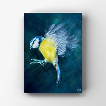 painting of blue tit on a canvas