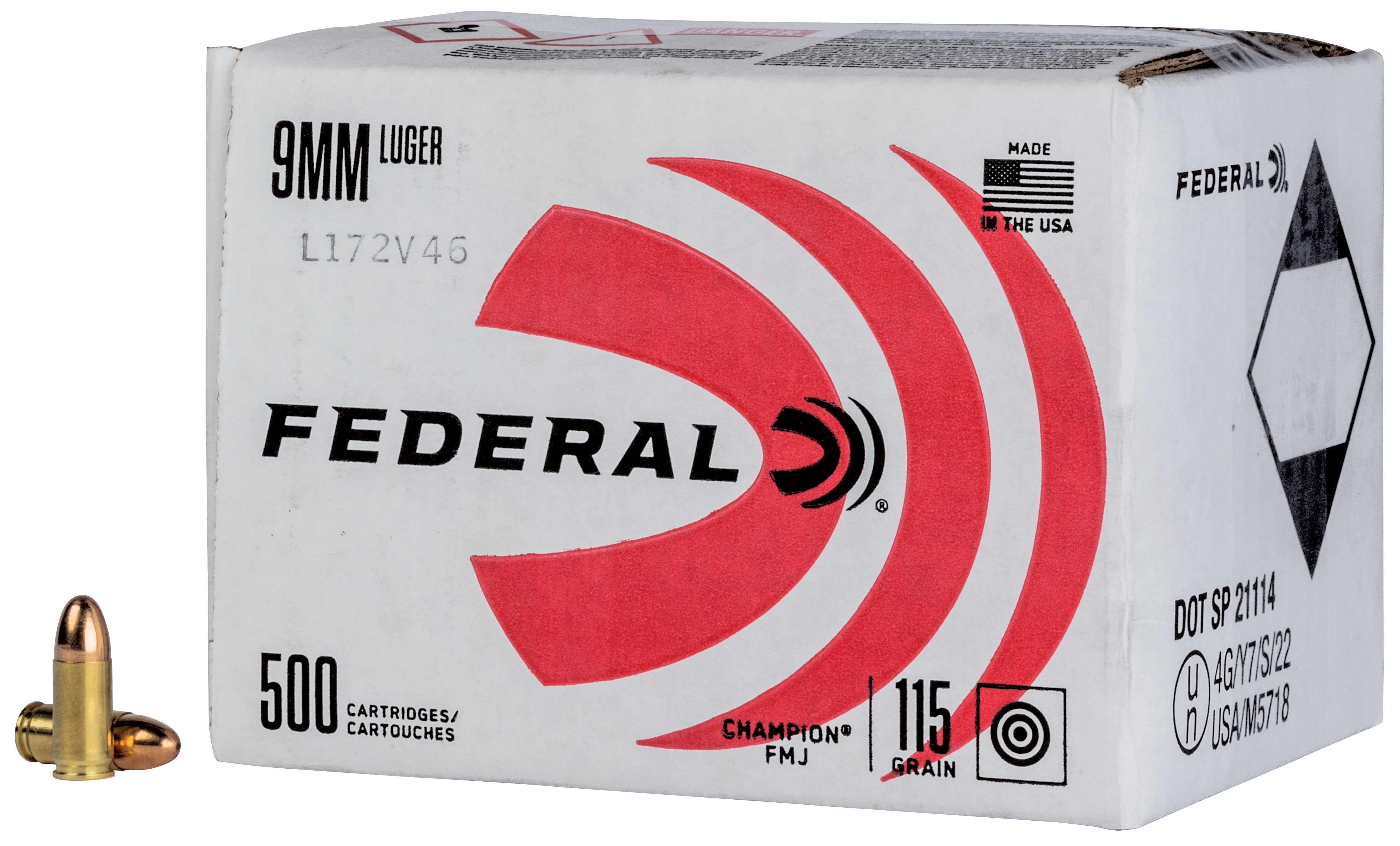 Federal Champion 9mm Ammo 500 Rounds 115 Grain FMJ