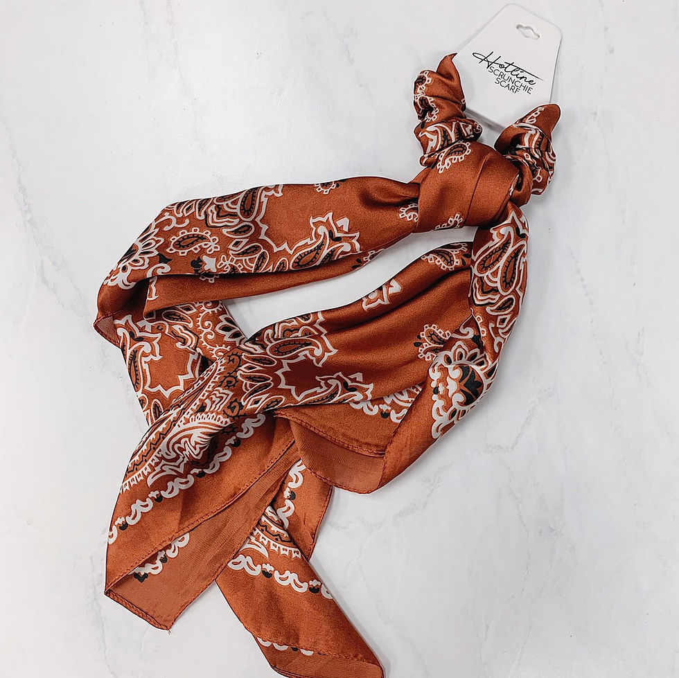 Paisley Handkerchief Scarf/Scrunchie - Burnt Orange