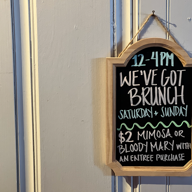 We have brunch! Saturday & Sunday from 12pm-4pm. $2 Mimosa or Bloody Mary with purchase of an entree