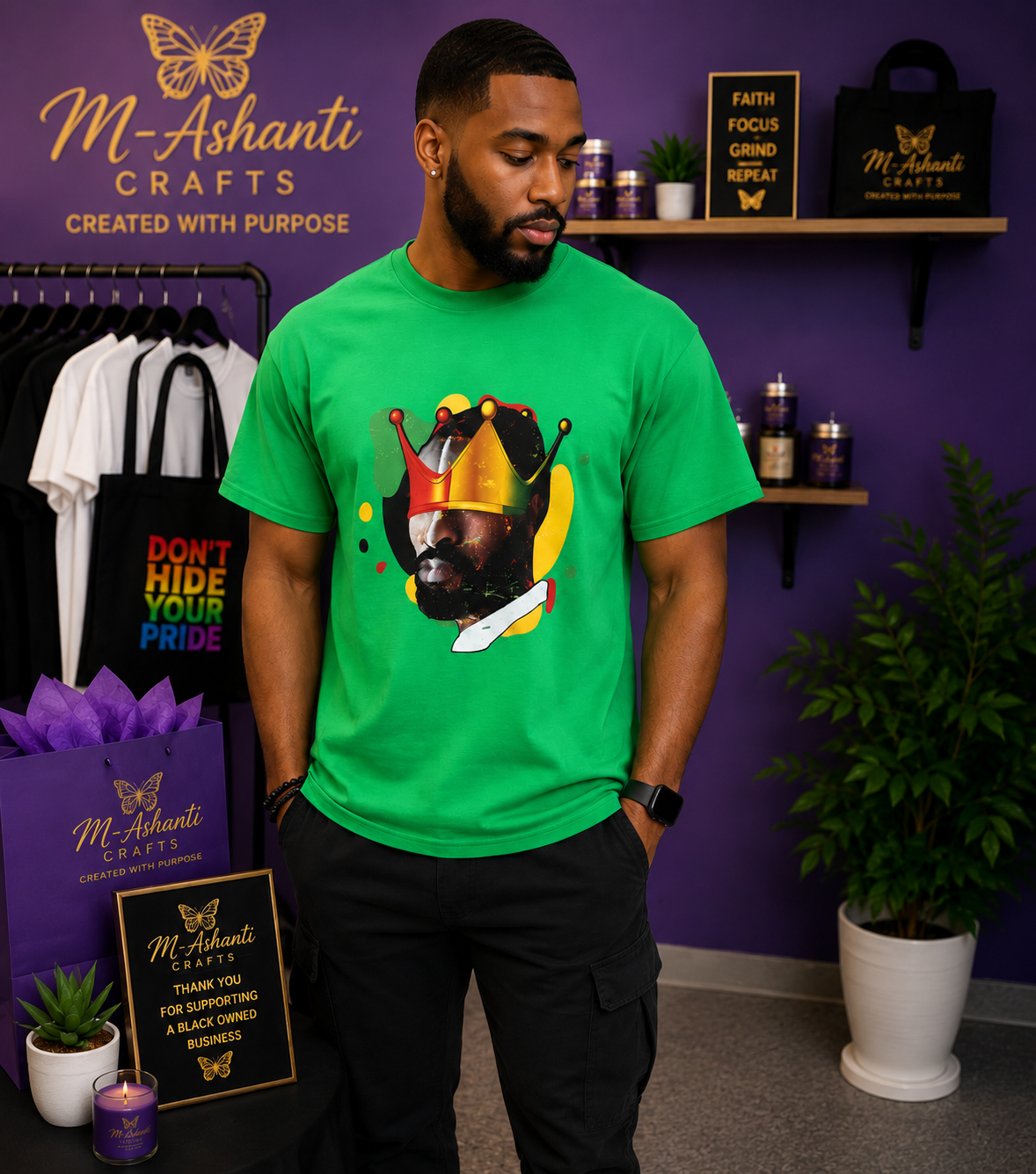 👑 Crowned King Graphic T-Shirt – Strength, Royalty & Excellence Collection
