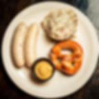 Two (2) Weisswurst with Pretzel & Bavarian Potato Salad