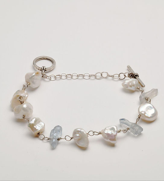 Fresh Water Pearl and Quartz Rosary Chain Bracelet.jpg