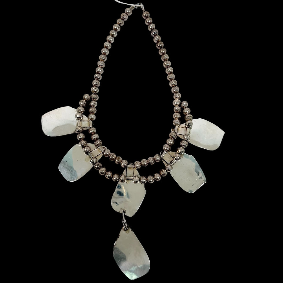 Thumbnail: Authentic Native American sterling squash blossom choker necklace, 14" long