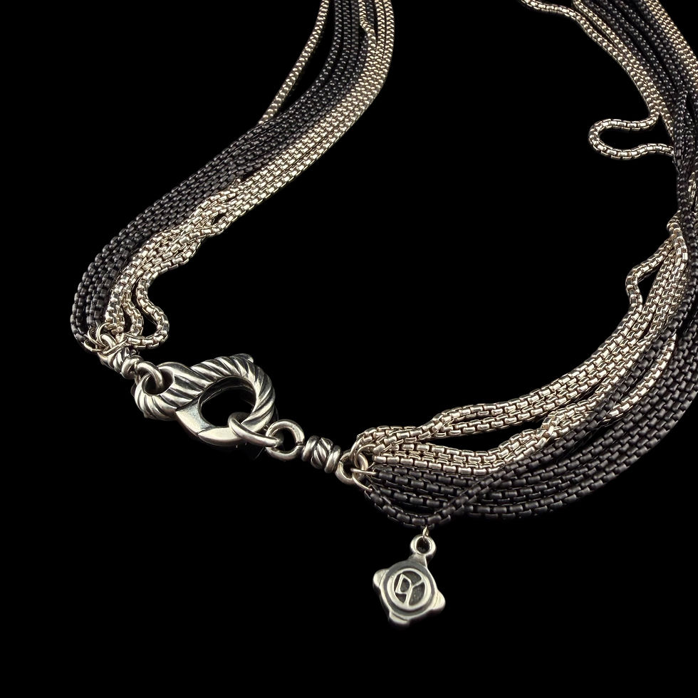 Thumbnail: Authentic estate David Yurman 2-tone sterling 8-Row Box necklace, 41" long
