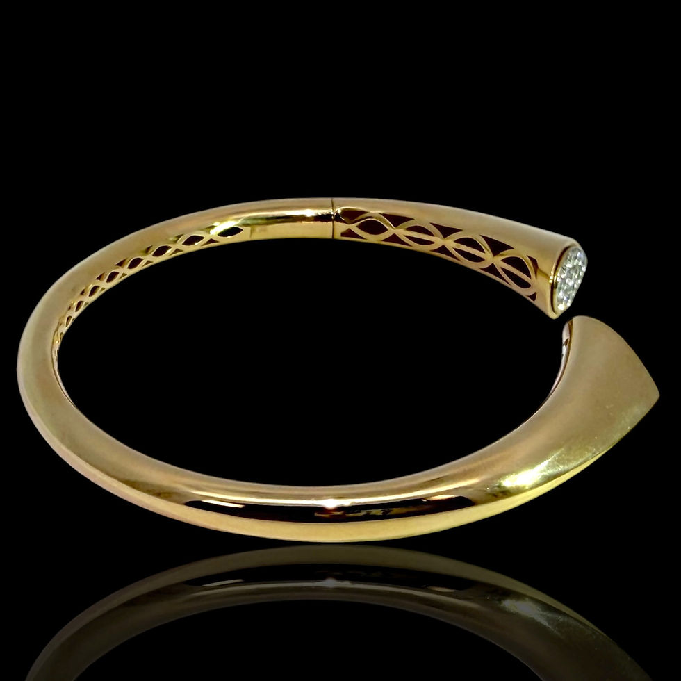 Thumbnail: Authentic estate 14K yellow gold natural diamond cuff bracelet