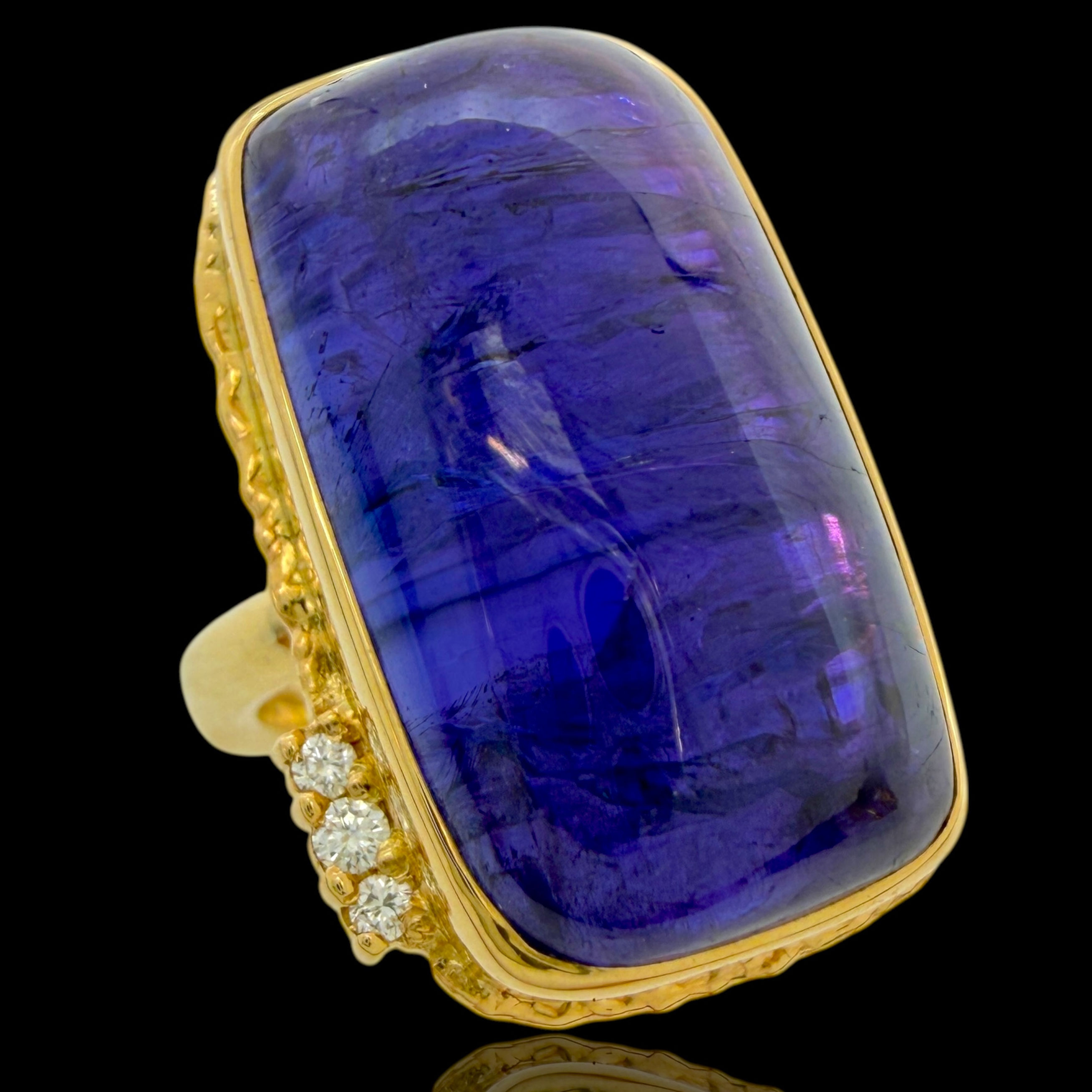 Estate 14K yellow gold large tanzanite cocktail ring