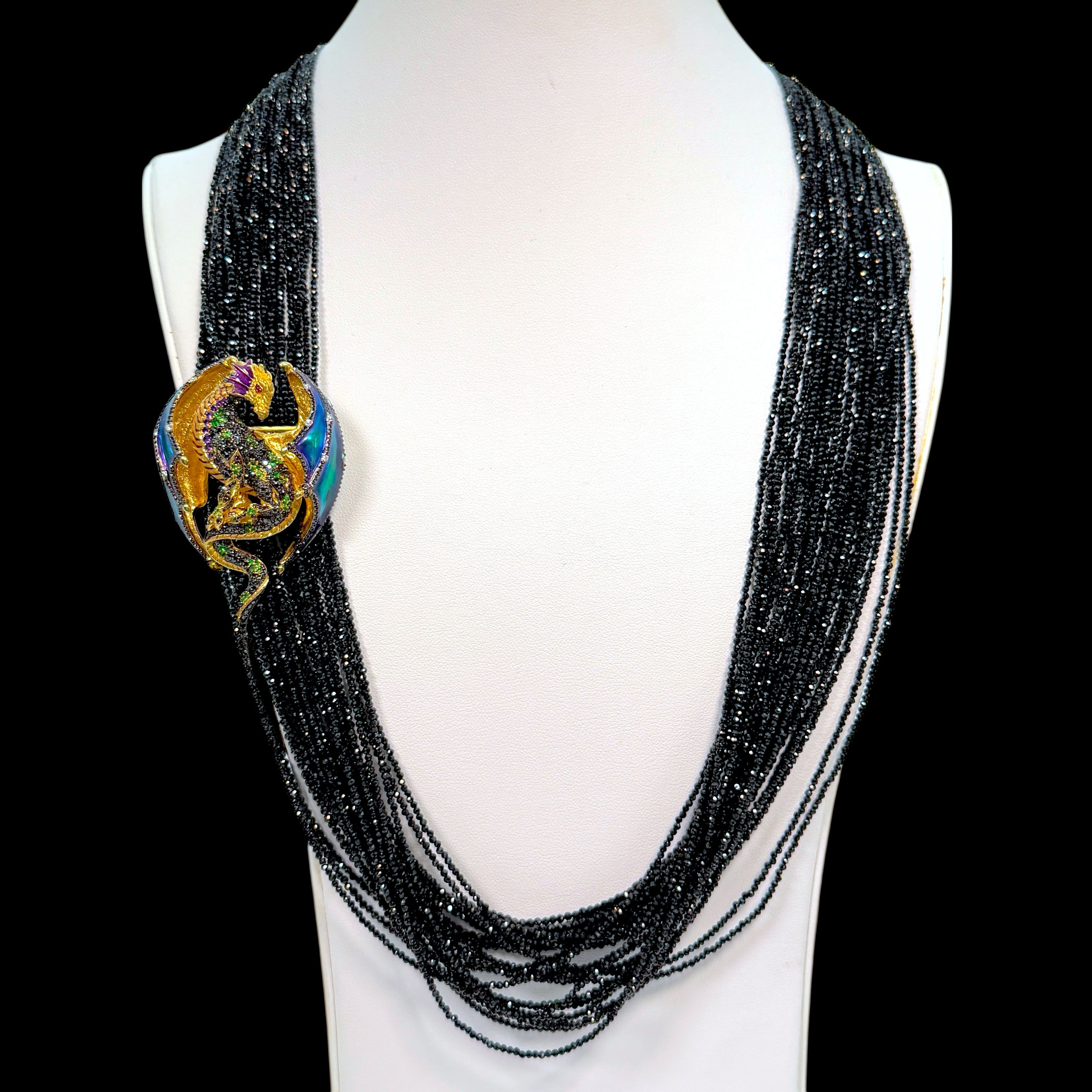 Victor Velyan 18K yellow gold handcrafted dragon brooch / necklace