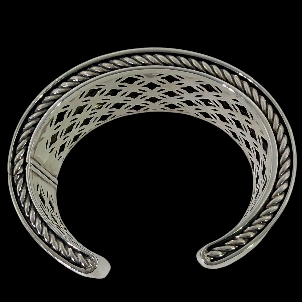 Thumbnail: Authentic estate David Yurman 18K & sterling 34mm onyx Albion cuff bracelet