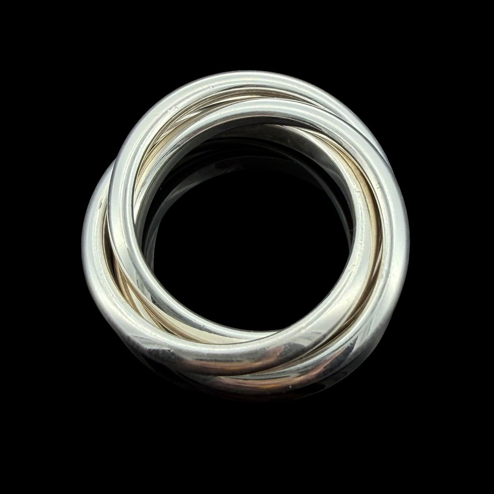 Thumbnail: Authentic estate Tiffany & Co. sterling Interlocking Rolling rings, size 5 3/4