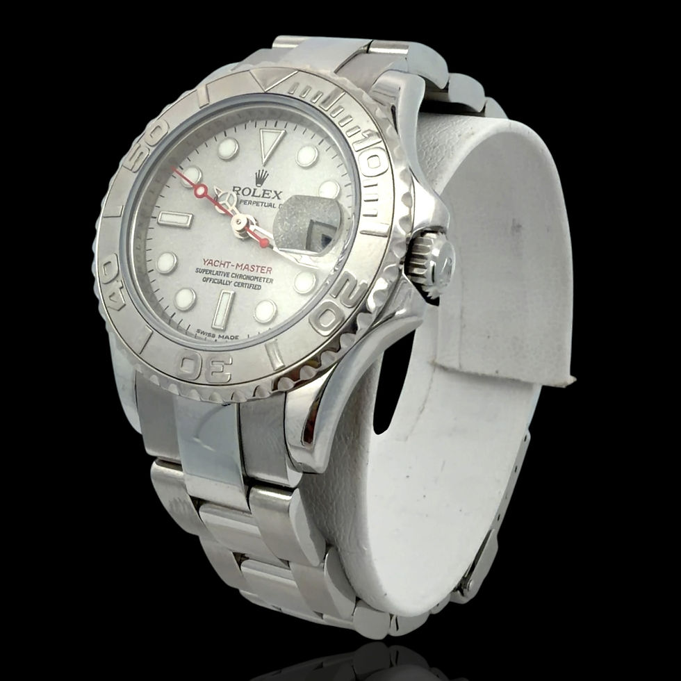 Thumbnail: Authentic estate 2015 stainless/platinum ladies Rolex Yacht-Master wristwatch