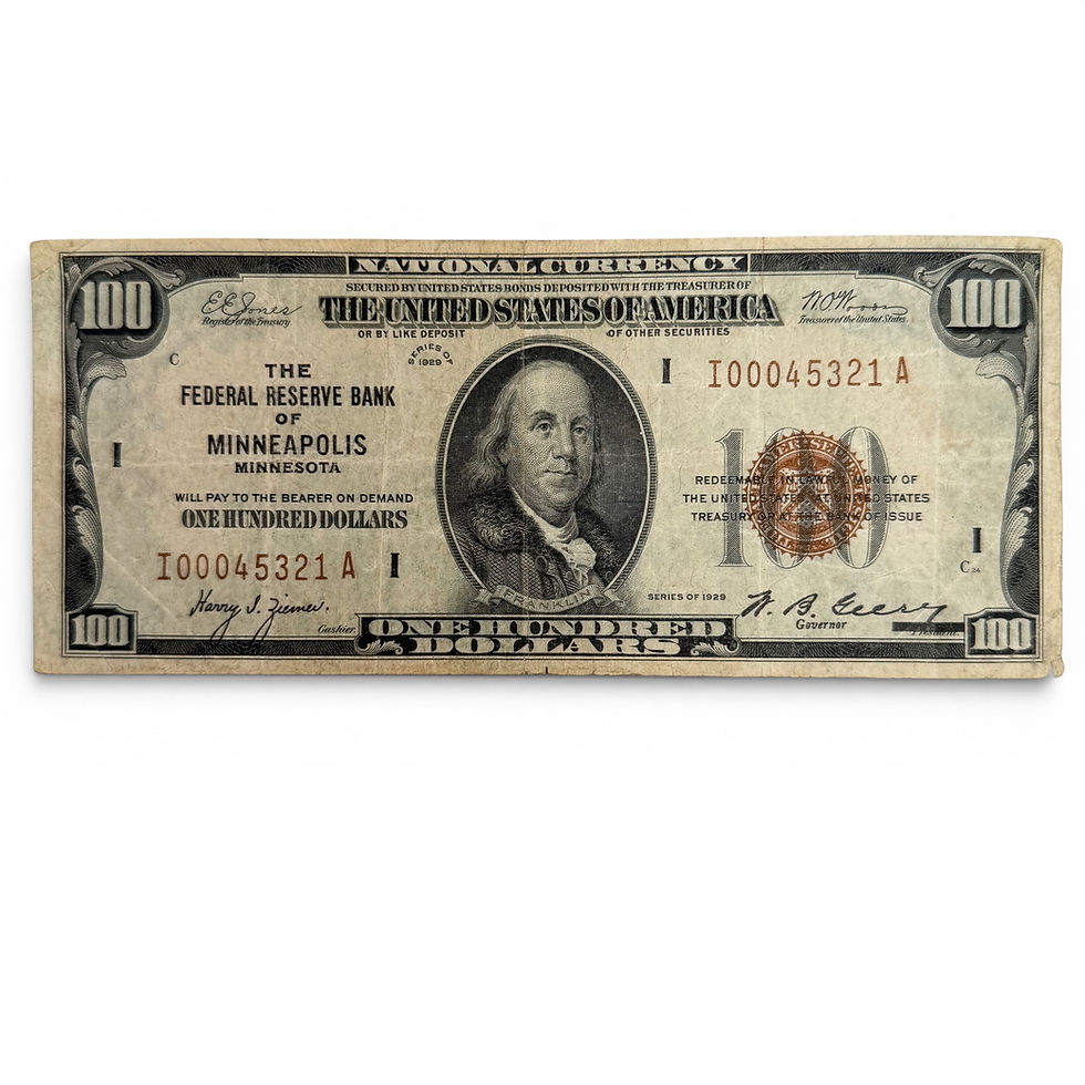 Thumbnail: 1929 U.S. The Federal Reserve Bank of Minneapolis Minnesota (I) $100 banknote
