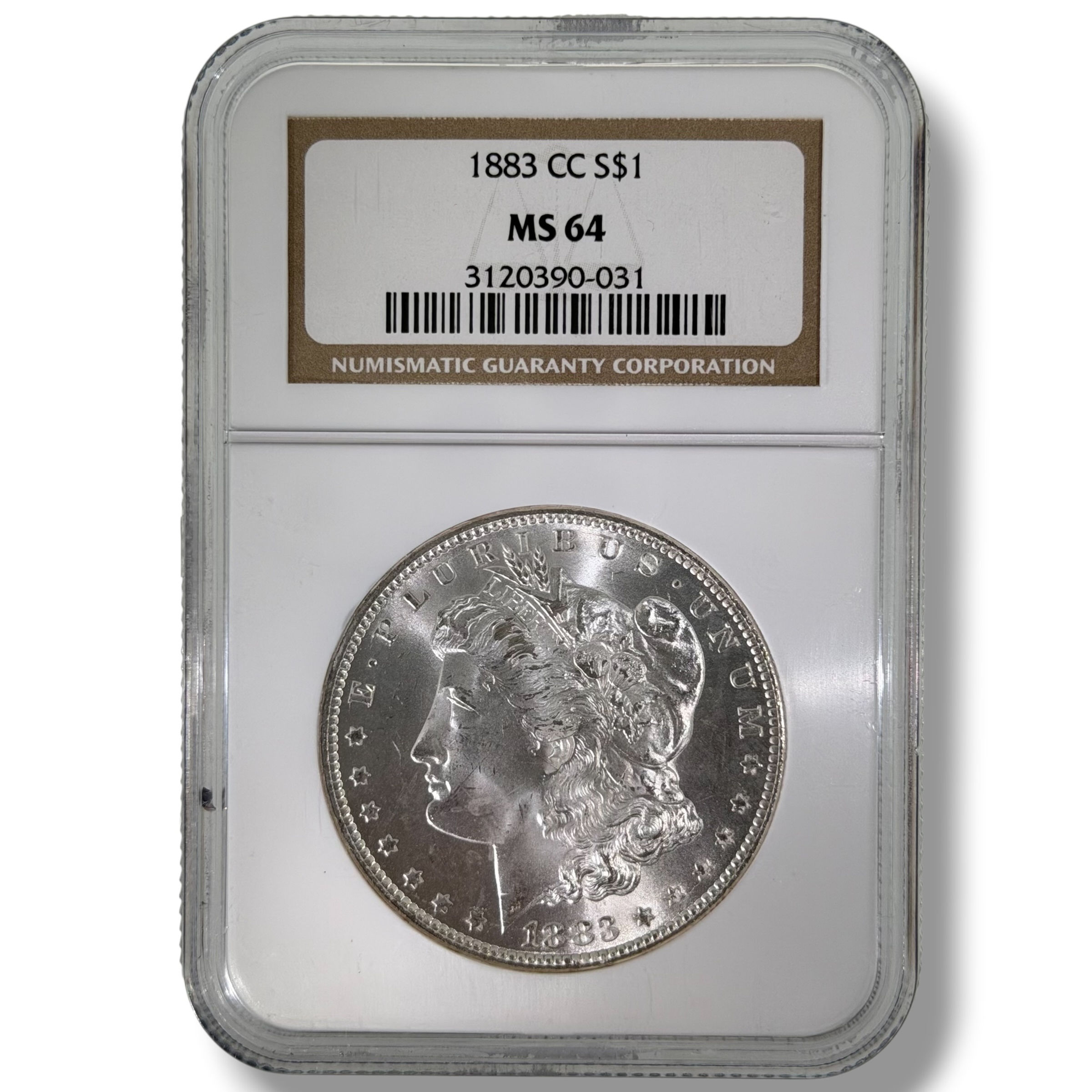 Certified 1883-CC U.S. Morgan silver dollar MS64 by NGC (Toned Obverse)
