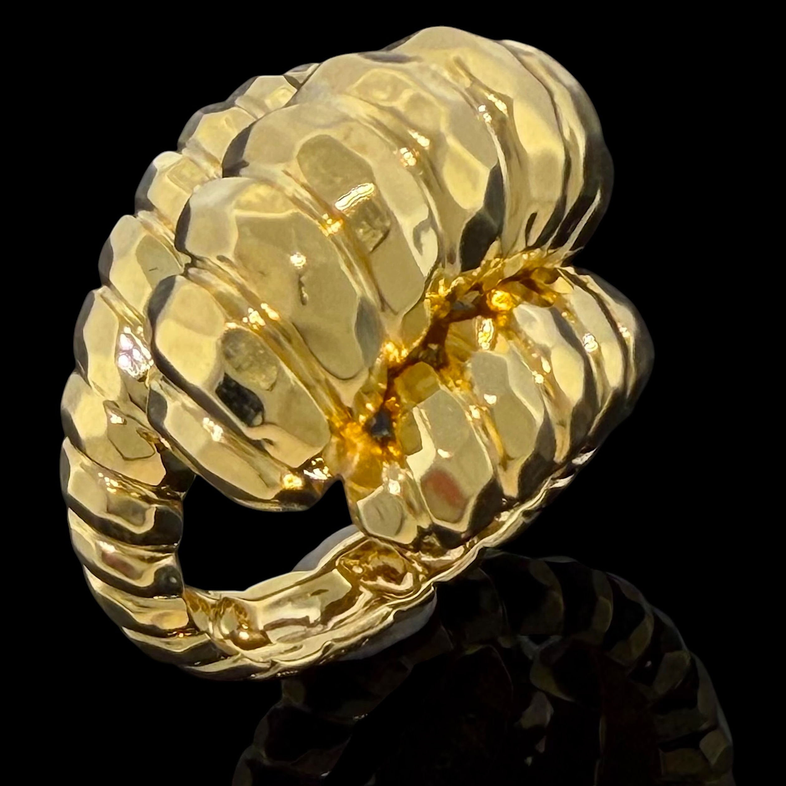 Authentic estate Henry Dunay 18K yellow gold Hammered Twist ring, size 6 1/4