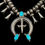 Thumbnail: Native American Navajo silver modernist turquoise squash blossom necklace