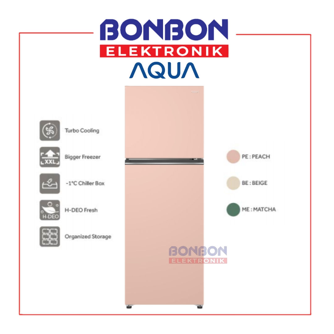AQUA Kulkas 2 Pintu 225L AQR DTM285CBP (PE) / AQRDTM285 / AQR-DTM285CBP PEACH Ch