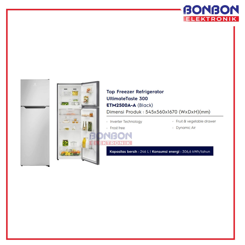 Thumbnail: Electrolux Kulkas 2 Pintu 246 L ETM2500A-A / ETM 2500A A / ETM2500A A Inverter -