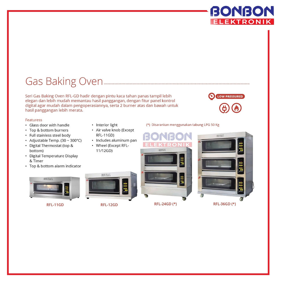 Thumbnail: GETRA Gas Baking Oven RFL-24GD / RFL 24GD - 2 Deck - 4 Loyang - Mesin Pemanggang