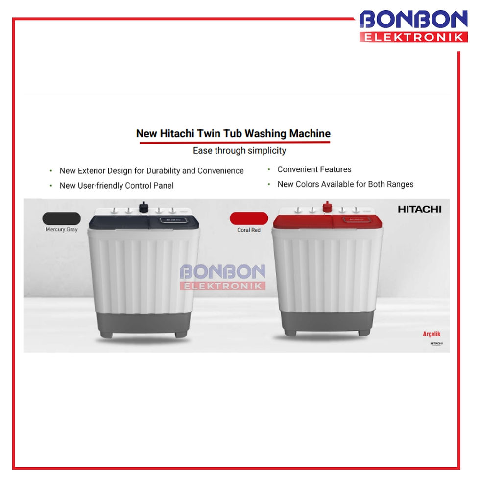 Thumbnail: HITACHI Mesin Cuci 2 Tabung 9Kg LTT09JWT / LTT-09JWT / Twin Tub Premium Quality