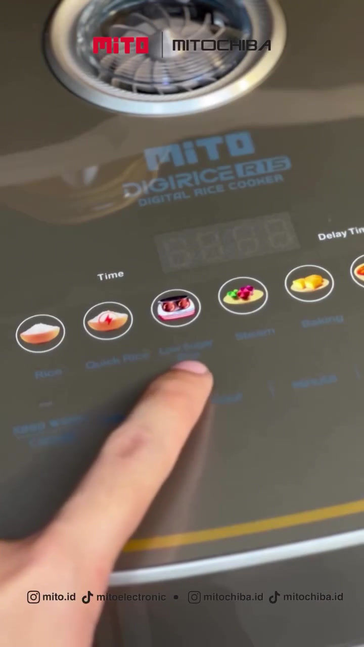Thumbnail: MITO Rice Cooker Digital 1.8L R18 - 8in1 LED Display, 150 Watt, Low Sugar dengan