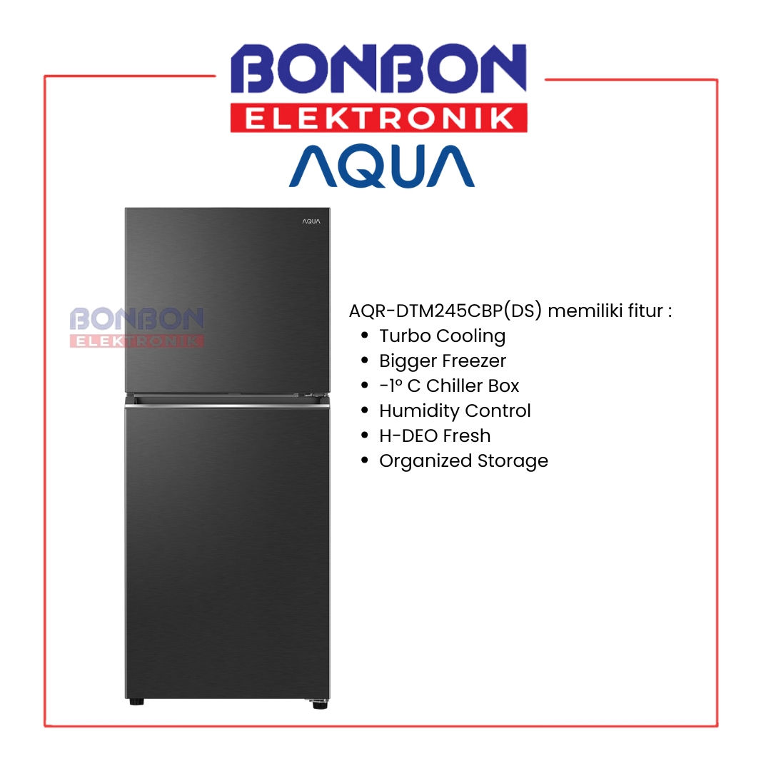 AQUA Kulkas 2 Pintu 185L AQR DTM245CBP (DS) / AQR DTM245CBP Dark Silver - Bigger