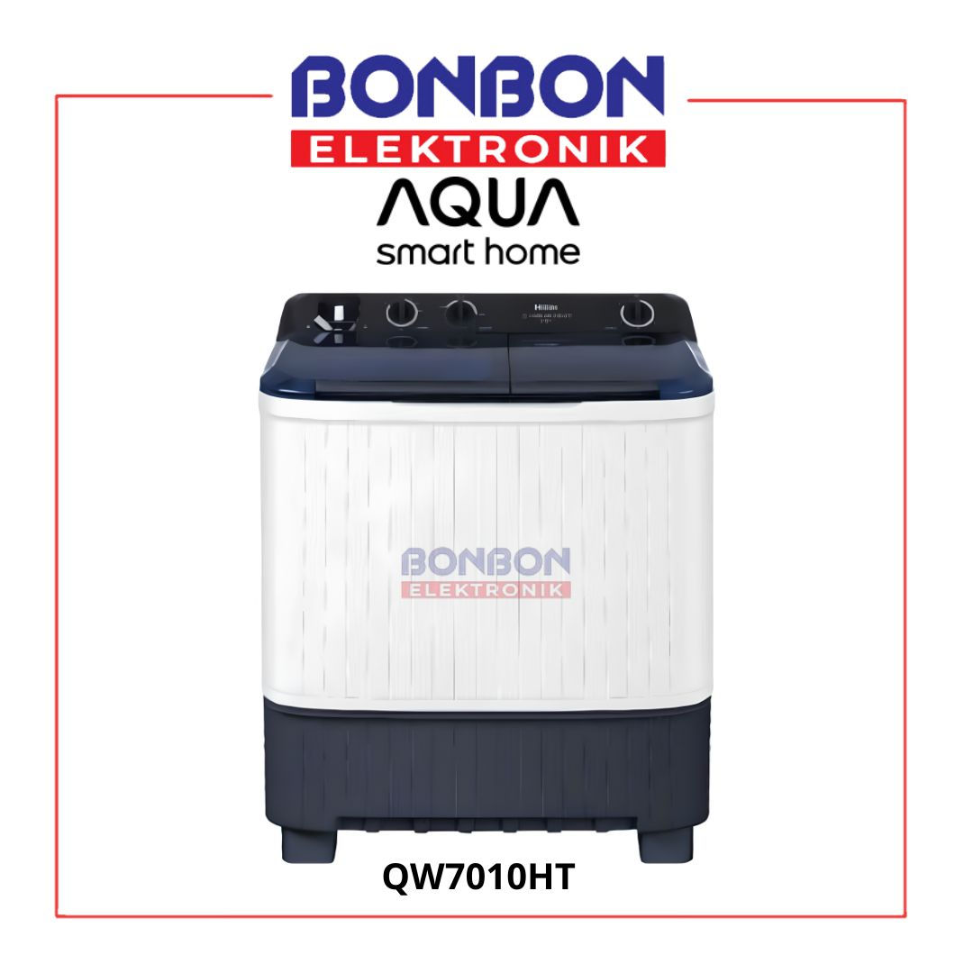 AQUA Mesin Cuci 2 Tabung 7 Kg QW-7010HT / QW7010HT / QW 7010HT - Hijab Mode - An