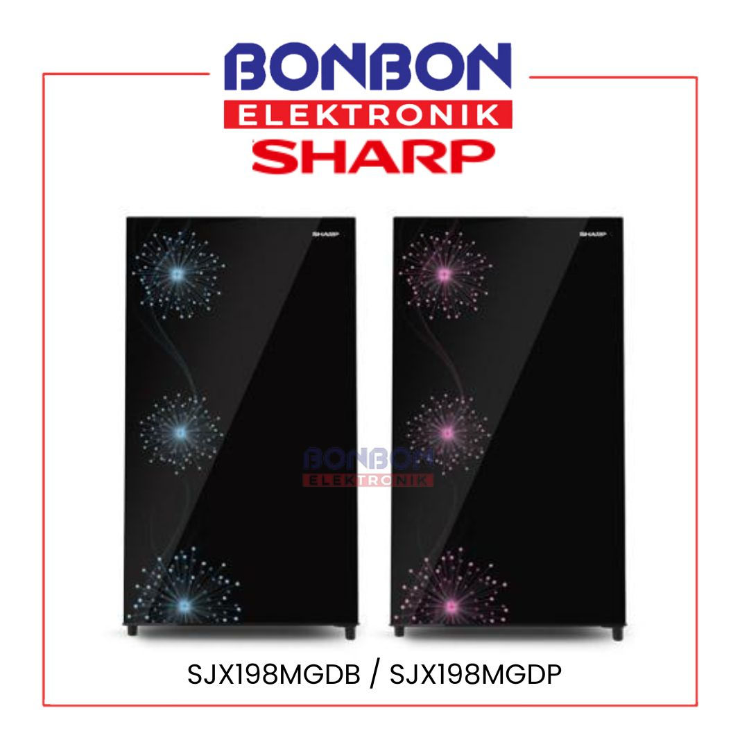 Sharp Kulkas 1 Pintu 184L SJ-X198MG-DB / SJX198 / SJ-X198MG-DP - Tempered Glass