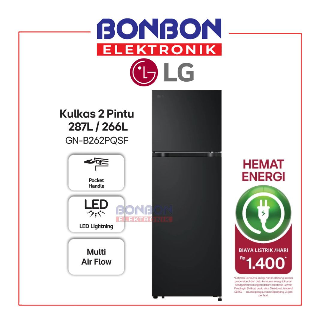 LG Kulkas 2 Pintu 287L / 266L GN-B262PQSF / GNB262PQSF / GN B262 PQSF - Inverter