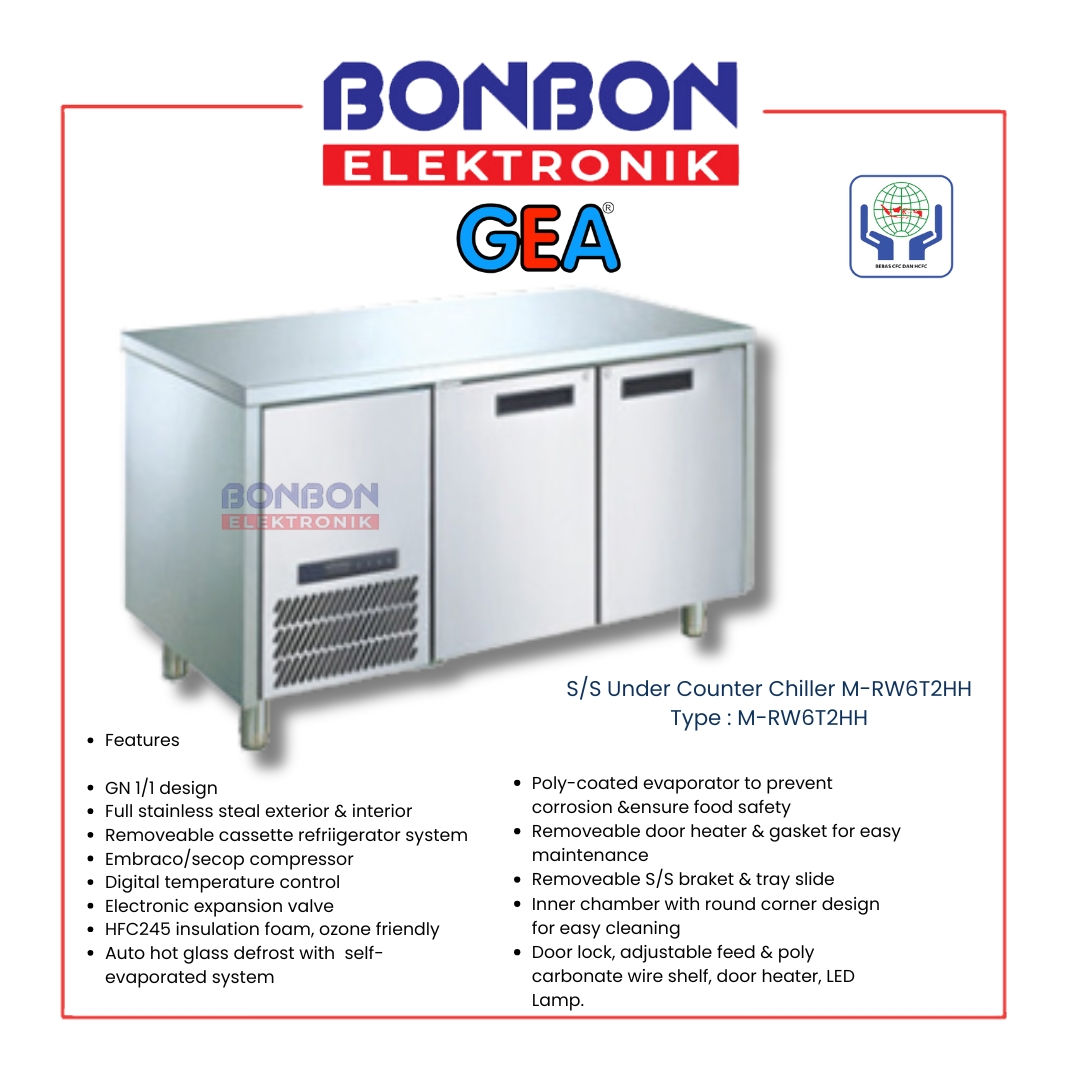 GEA S/S Under Counter Chiller 325L M-RW6T2HH / M RW6T2HH / MRW6T2HH