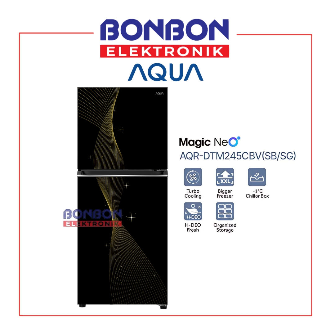 AQUA kulkas 2 Pintu 185L AQR DTM245CBV (SG) / AQR DTM245CBV / AQR-DTM245CBV Star