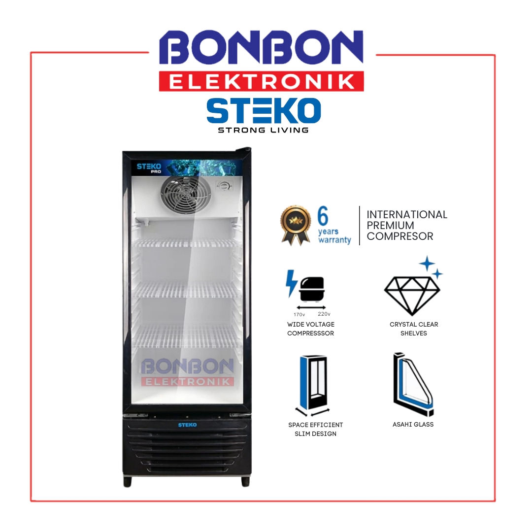 STEKO Showcase 200L LG 200 / LG200 / LG-200 - No Frost - 3 Rak - Slim Design