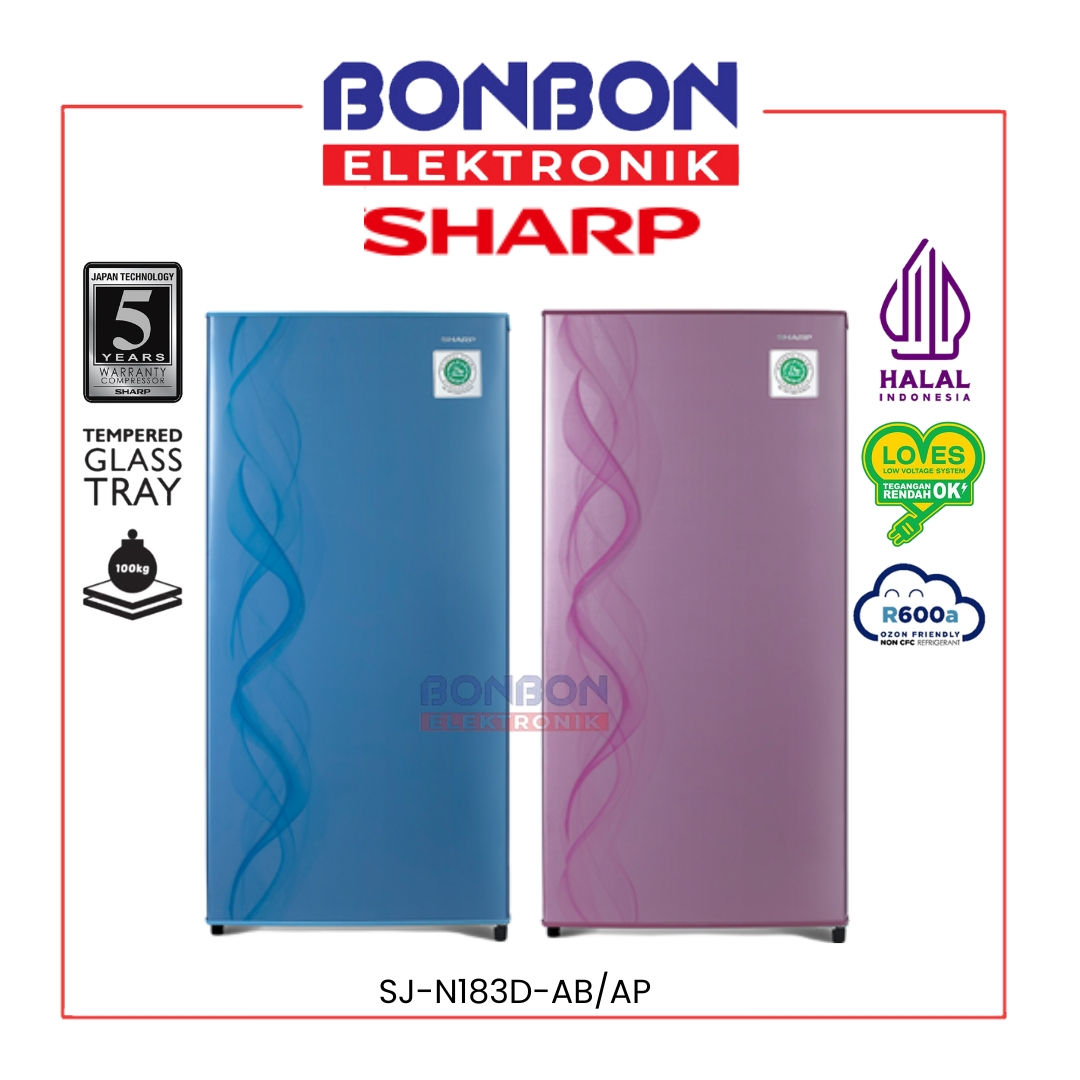 Sharp Kulkas 1 Pintu 166L SJ-N183D-AB / SJN 182 / SJ-N183D-AP - Aurora Blue/Auro