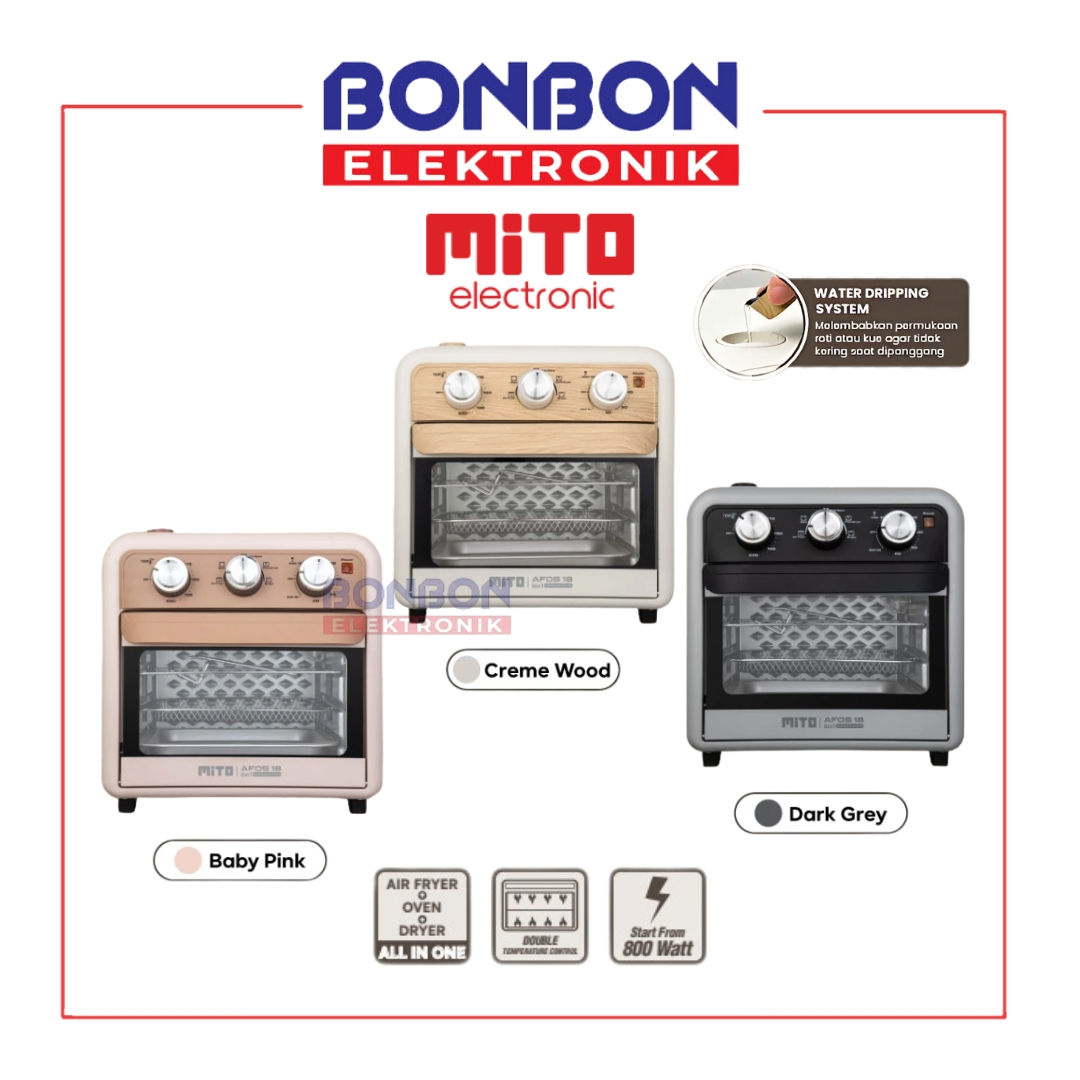 MITO Oven Listrik 18L AFOS-18 / AFOS18 BABY PINK/CREME WOOD/DARK GREY - Electric
