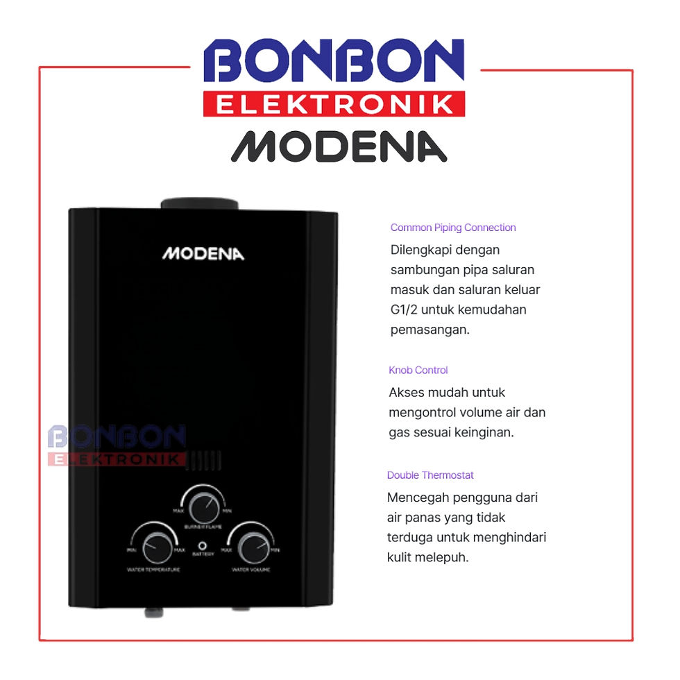 Modena Gas Water Heater GI 0631 L / GI0631L Pemanas Air Instan