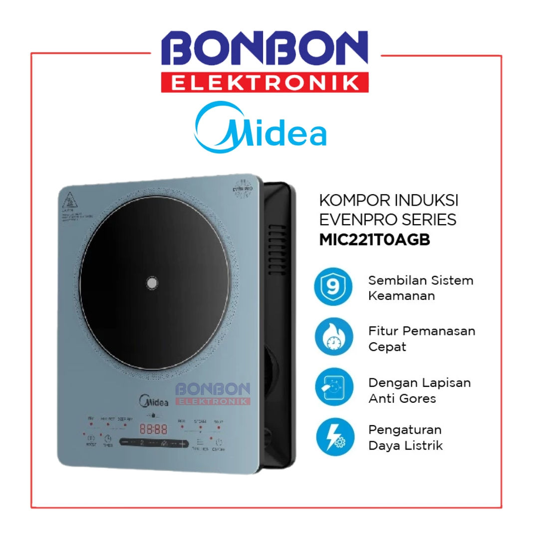 Midea Kompor Induksi MIC221T0AGB / MIC221T0 AGB / MIC221T0 Ice Blue - Kompor Lis