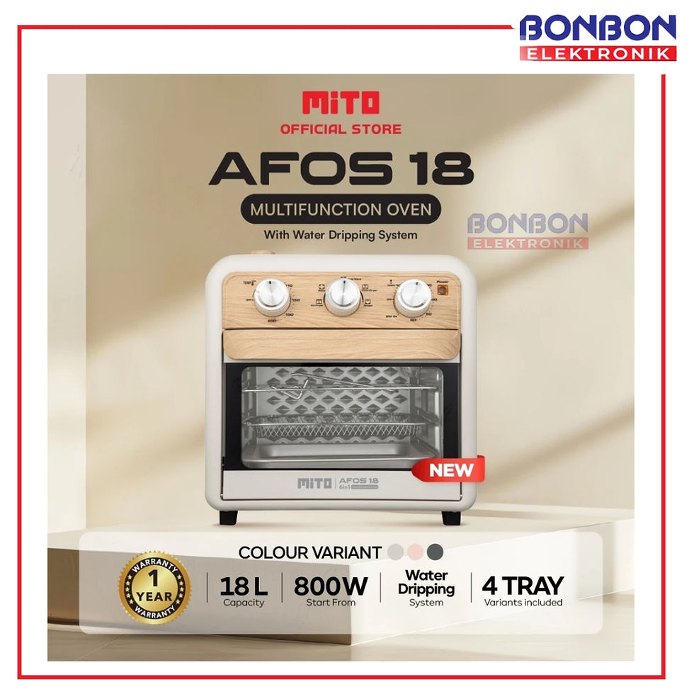 Thumbnail: MITO Oven Listrik 18L AFOS-18 / AFOS18 BABY PINK/CREME WOOD/DARK GREY - Electric