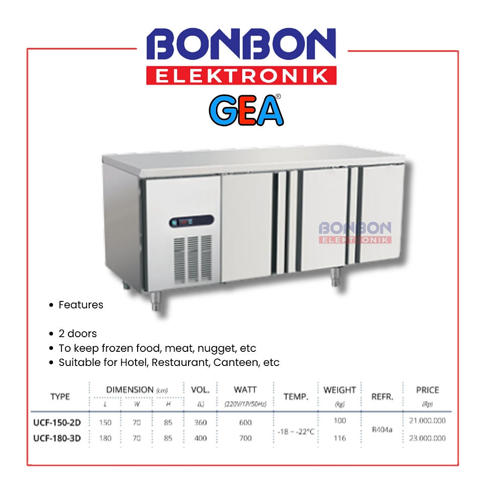 GEA S/S Under Counter Freezer 400 Liter UCF 180 3D / UCF1803D / UCF-180-3D