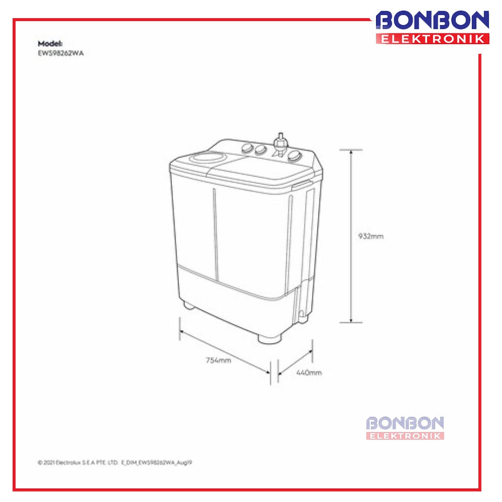 Thumbnail: Electrolux Mesin Cuci 2 Tabung 8KG EWS98262WA / EWS 98262 WA / 98262WA