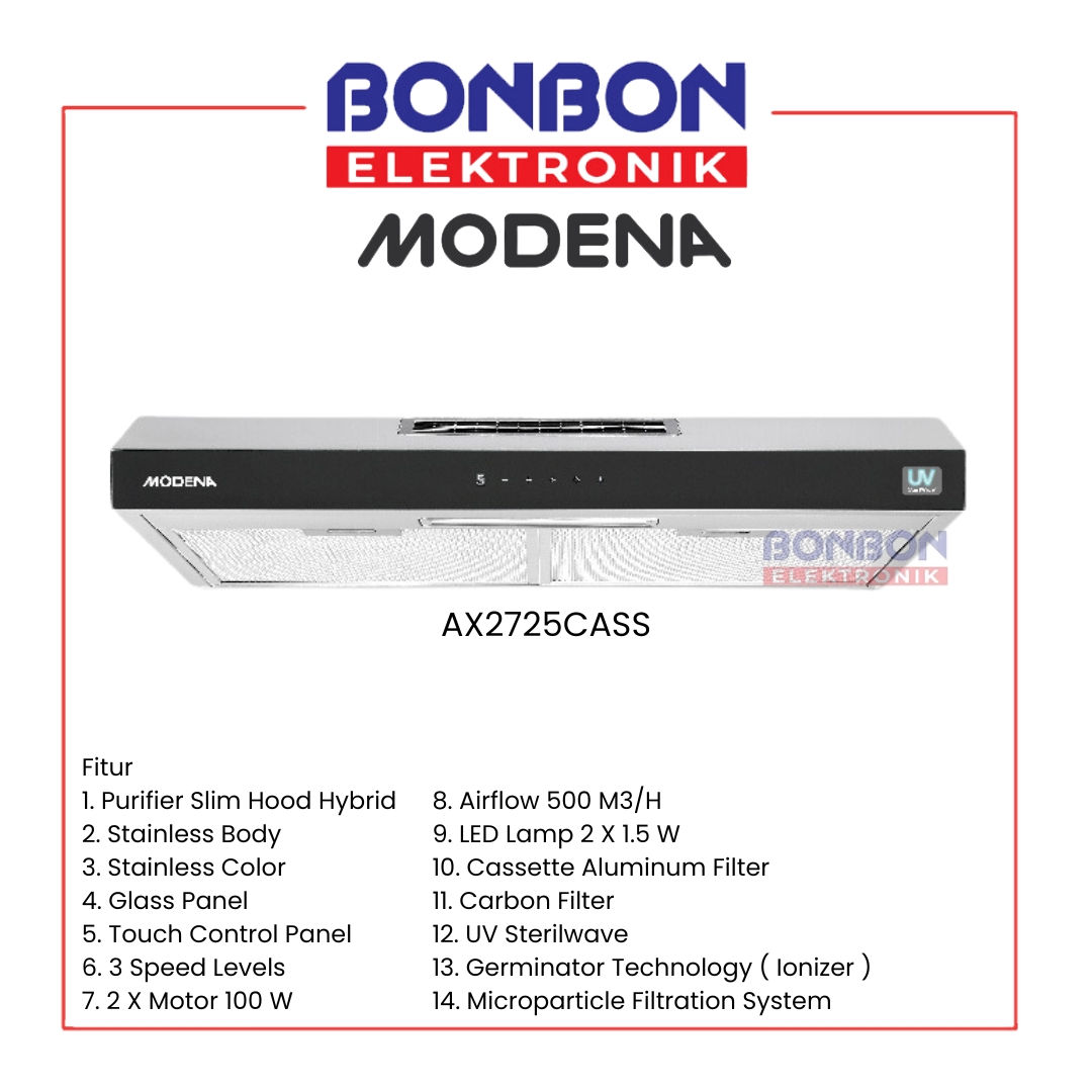 Modena Purifier Slim Hood Hybrid AX 2725 CASS 70Cm