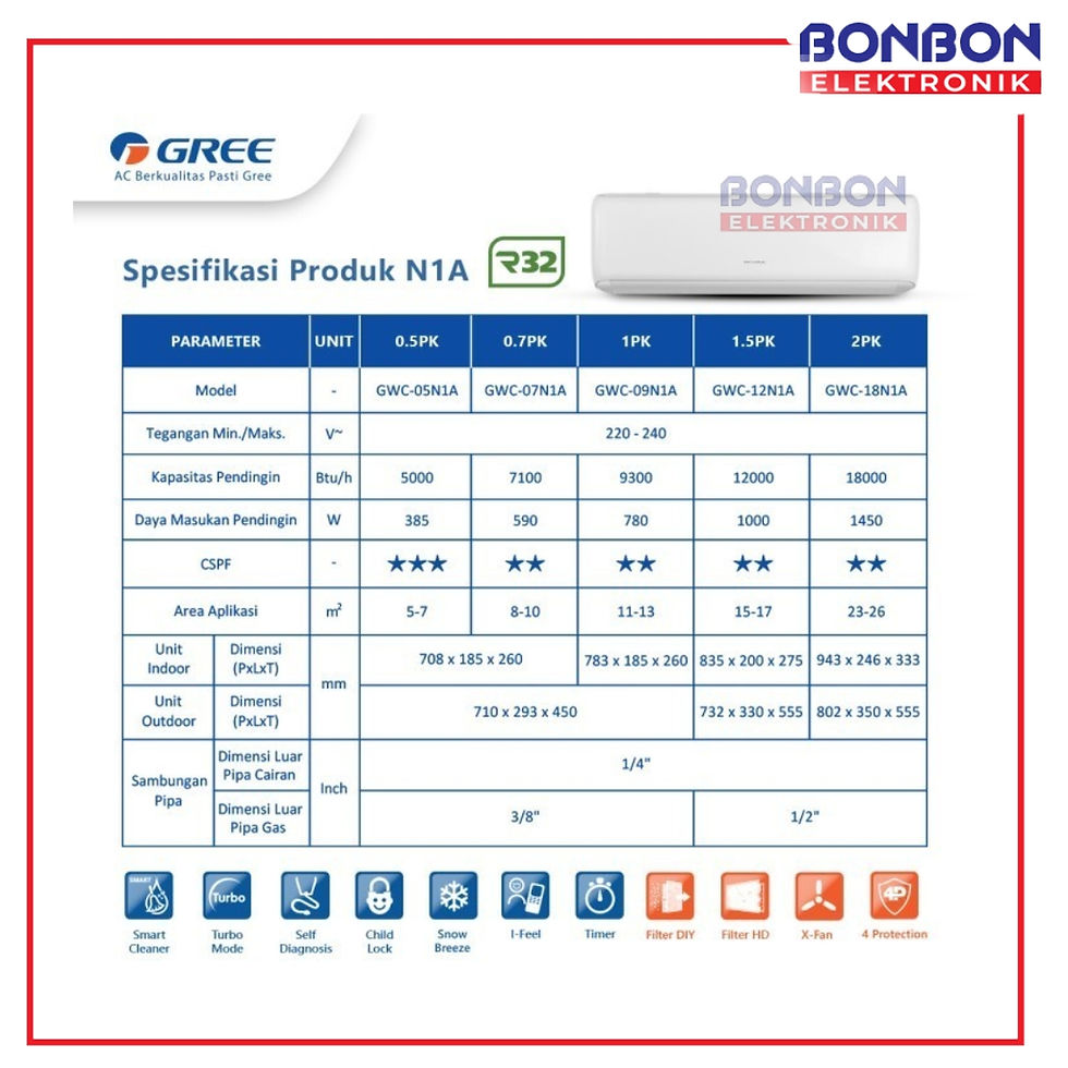 Thumbnail: GREE AC Deluxe Standard N1A Series 1 PK GWC-09N1/A / GWC 09N1A / GWC09N1A 1 PK B