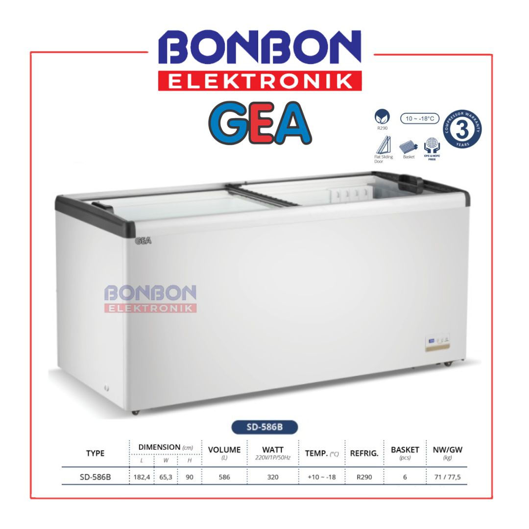 GEA Sliding Flat Glass Freezer 586L SD-586B / SD586B / SD 586B - Freezer and coo