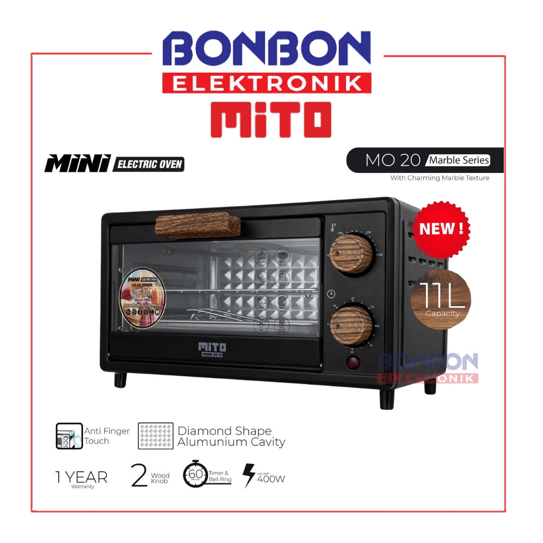 Mito Oven Listrik Mini MO 20 MARBLE SERIES 11L / Black Mini MO-20