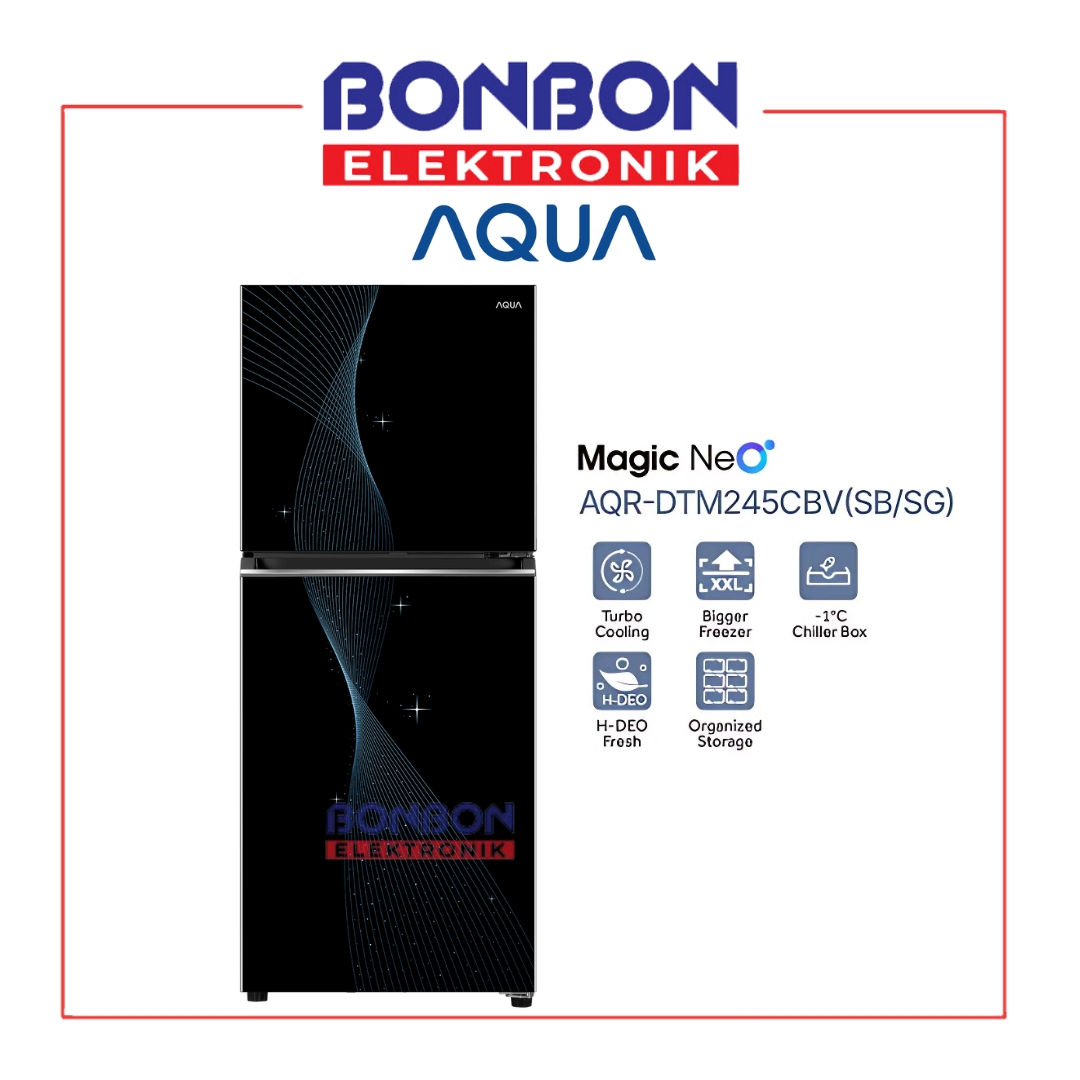 AQUA kulkas 2 Pintu 185L AQR DTM245CBV (SB) / AQR DTM245CBV / AQR-DTM245CBV Star