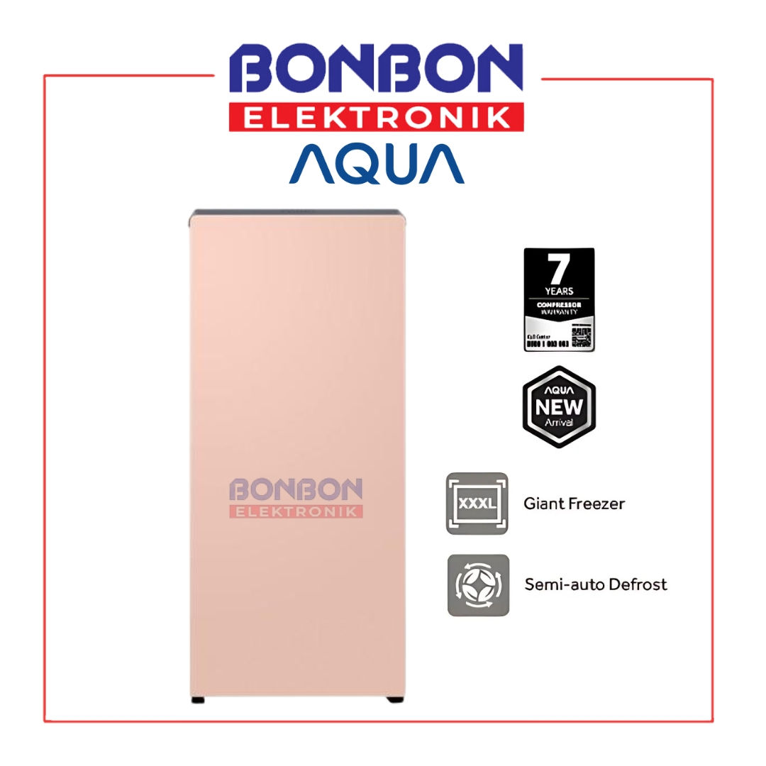 AQUA Kulkas 1 Pintu 145L AQR D185(MPE) / AQR-D185 / AQR D185 Peach Chicolor Seri