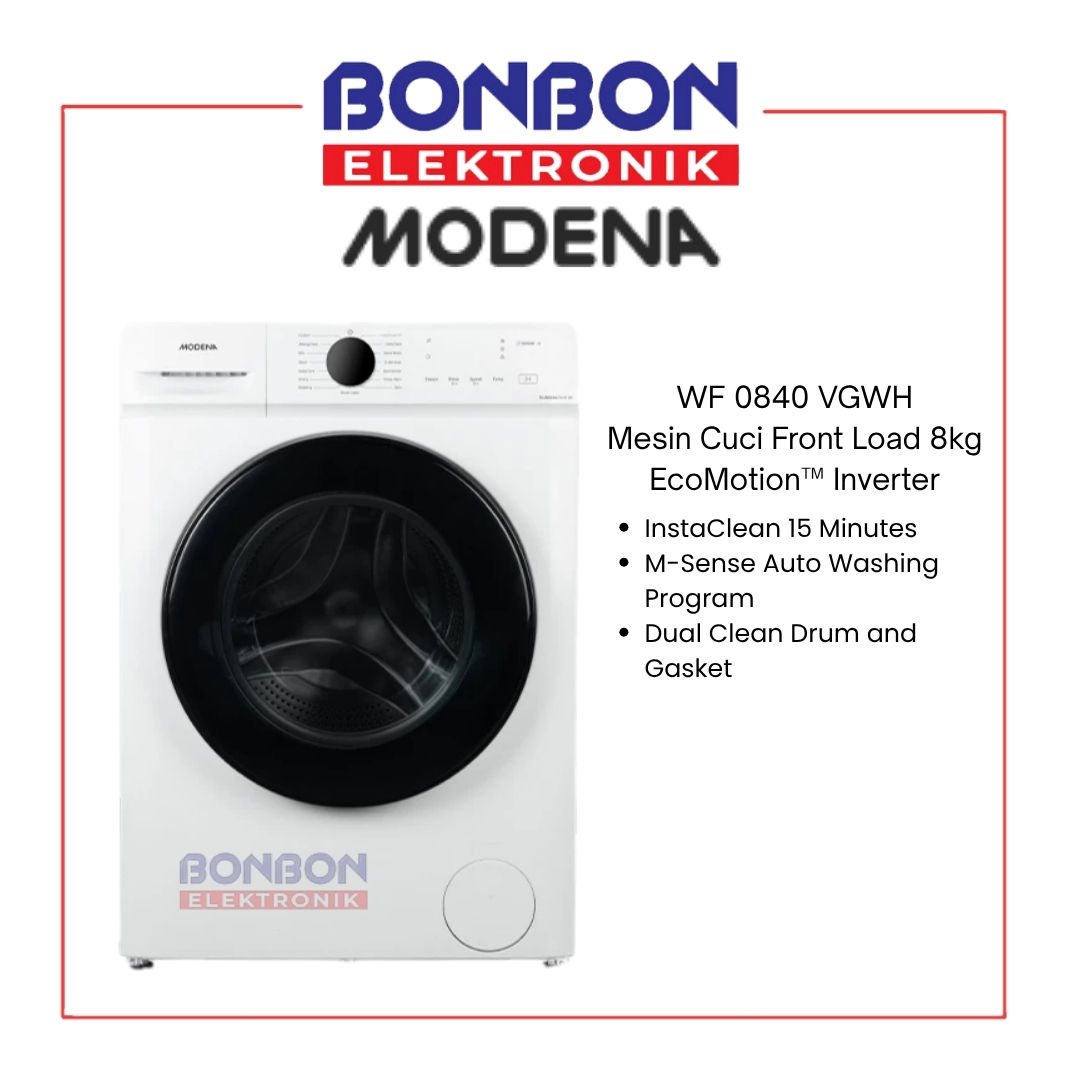 MODENA Washing Machine Inverter 8 KG WF 0840 VGWH / WF 0840 / WF0840VGWH - M-SEN