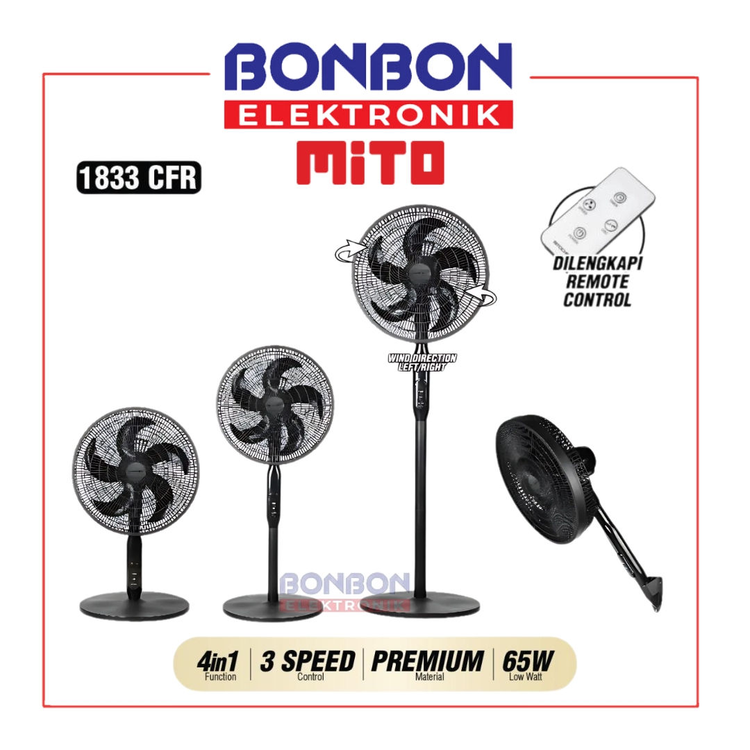 MITOCHIBA Kipas Angin 16 Inch 1833CFR / 1833 CFR BLACK AERO Series - Remote 4in1
