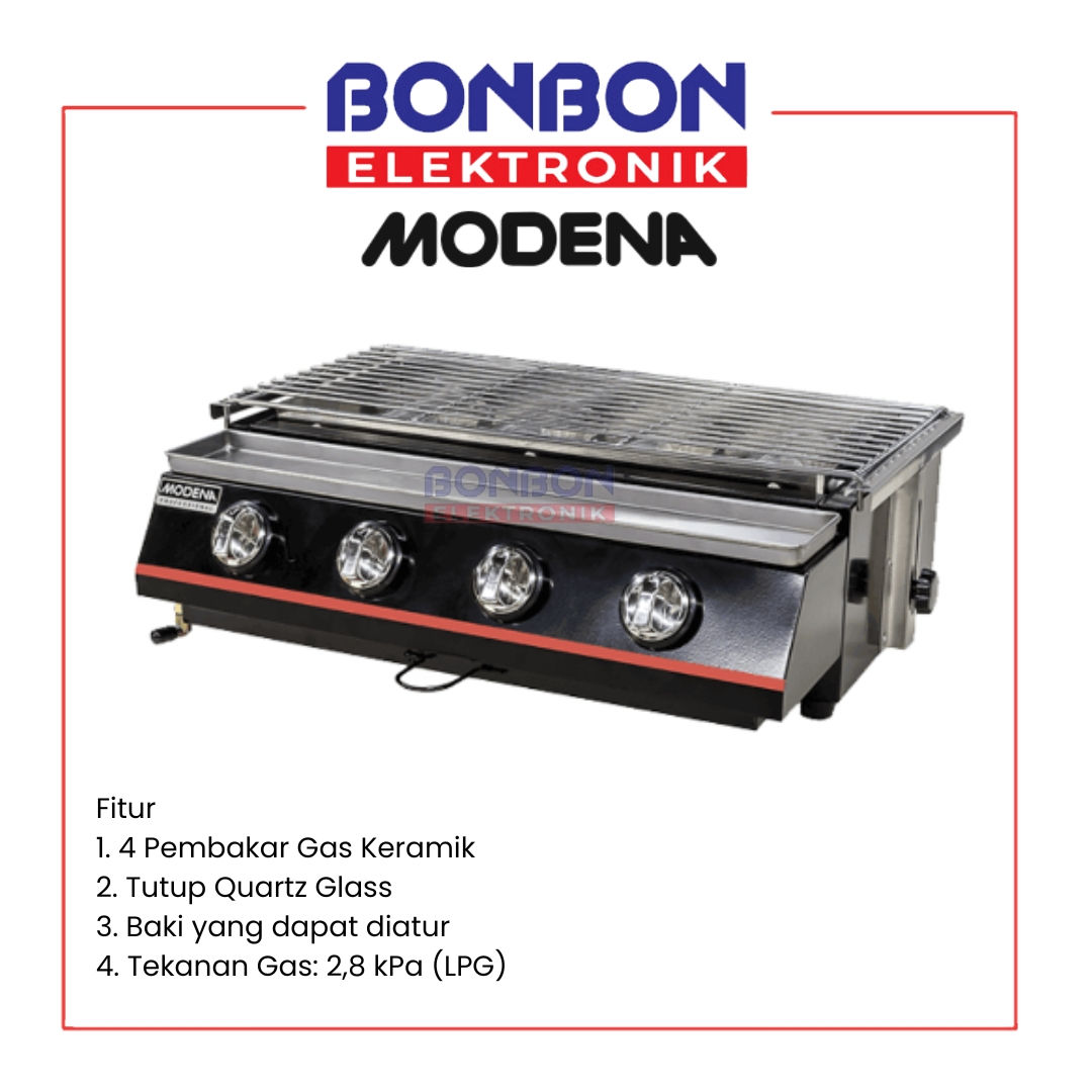 Modena Pemanggang BBQ Grill BB 4500 GQBK / BB4500GQBK / Pemanggang Gas BB 4500
